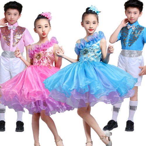 Children jazz dance costumes boys kids children modern dance singers princess ballet chorus school show performance dresses costumes